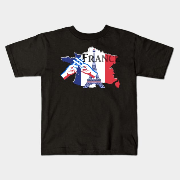 Handhashtag France iLove my Country Kids T-Shirt by Chipity-Design